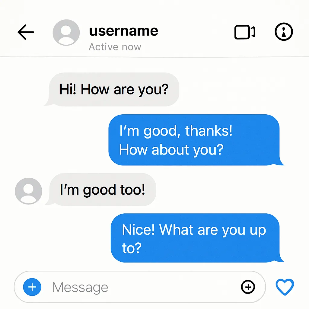 Instagram chat interface showing direct messages