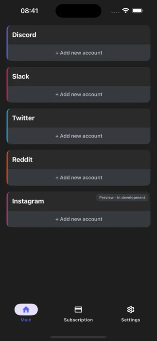 Unpost app main menu interface