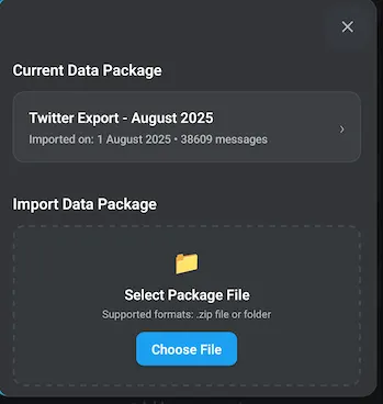 Current package view with resume and run options after a successful import