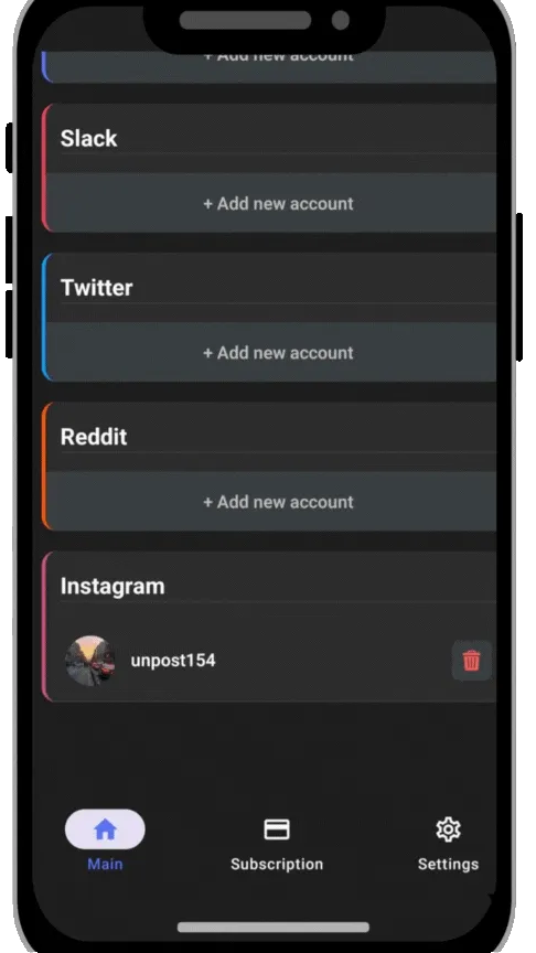 Instagram message deletion process in Unpost app