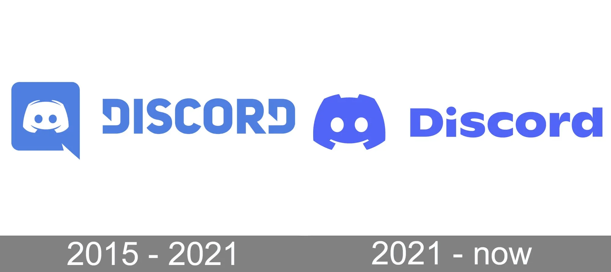 Discord logo history showing the old and new logo designs